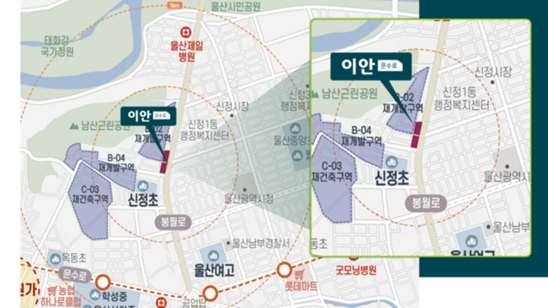 이안 덕하 더원 입지 안내도